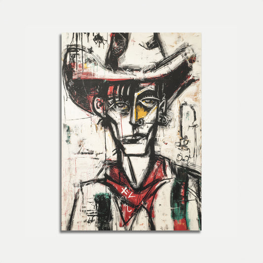 Abstract Cowboy Expressionist Portrait Poster