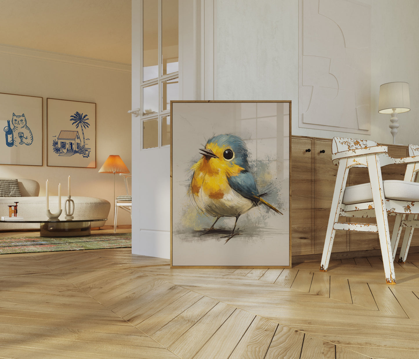 Levende Robin Akvarel Plakat