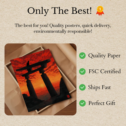 Japanese Torii Gate Sunset Poster