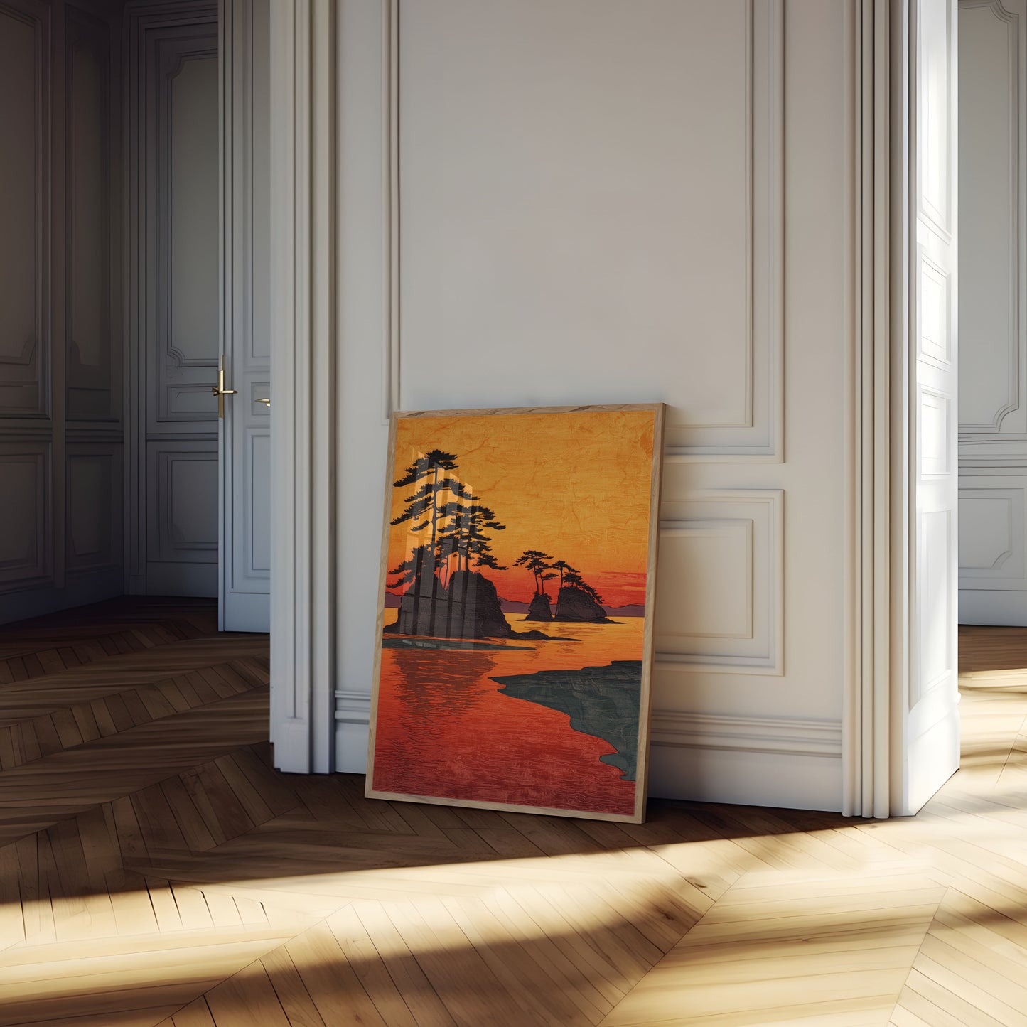 Bonsai Trees Sunset Landscape Poster