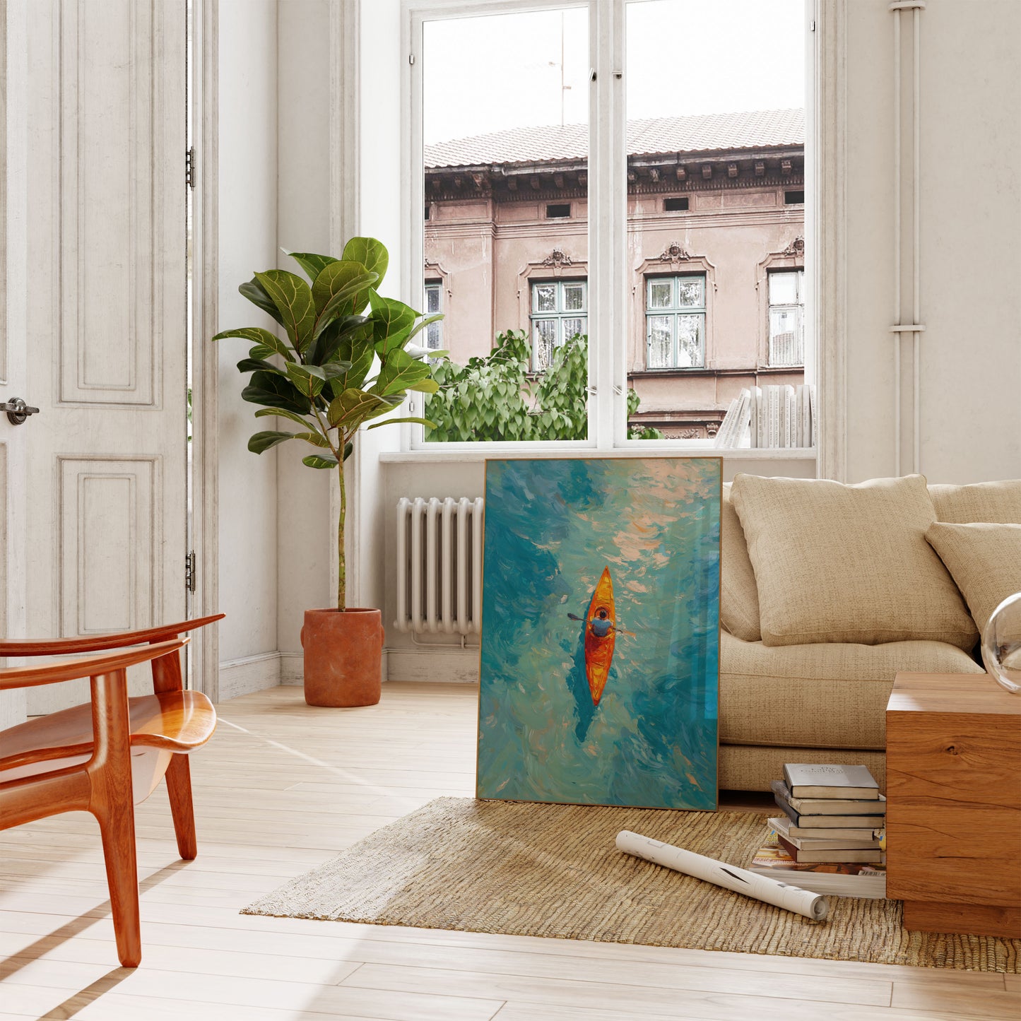 Kayaker on Turquoise Waters Poster