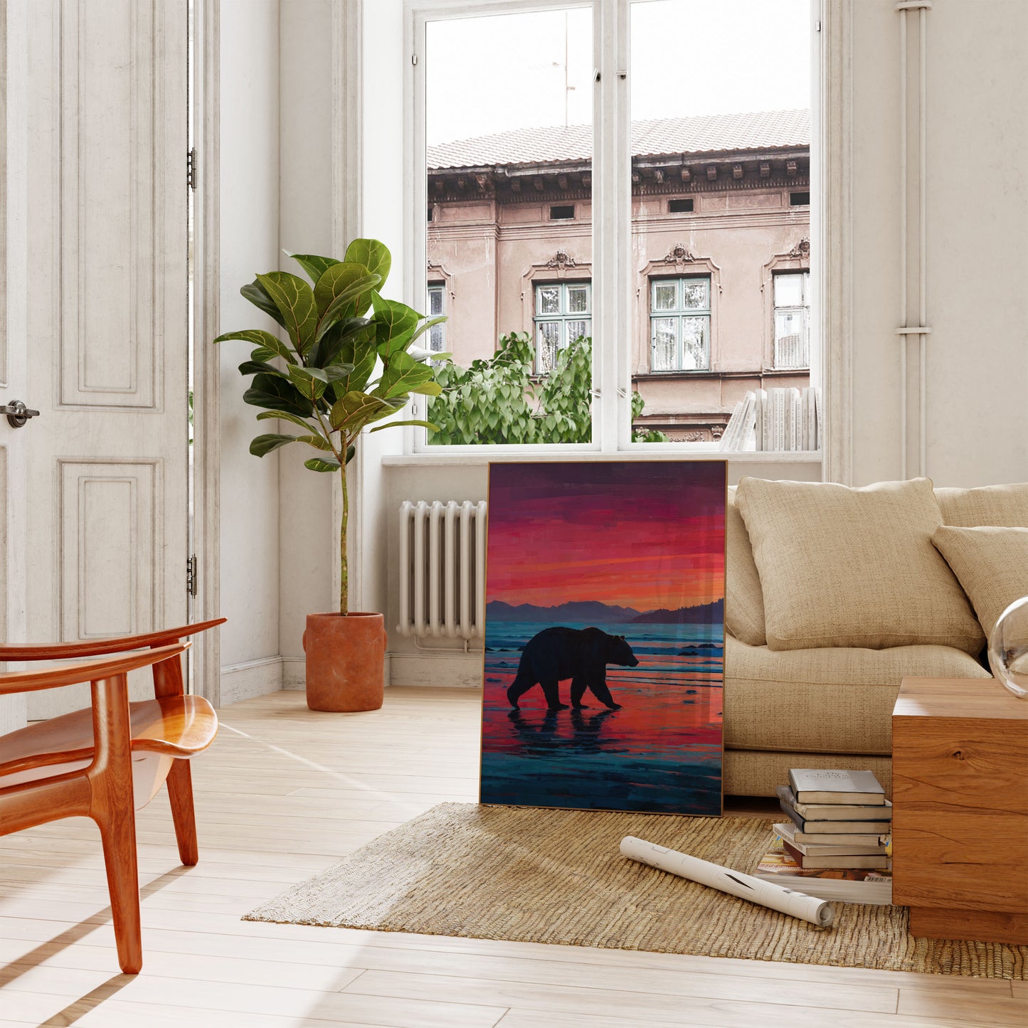 Bjørn ved Sunset Beach plakat