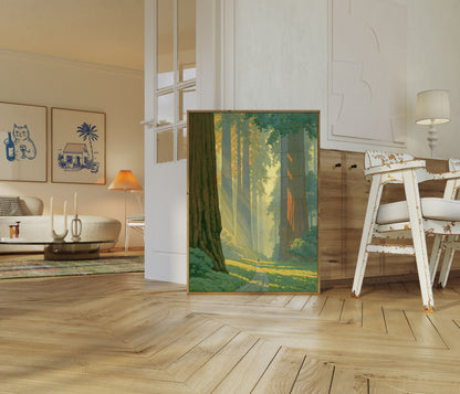 Sunlit Forest Cathedral Poster