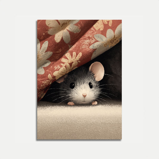 Koselig Mus Bak Gardin Plakat