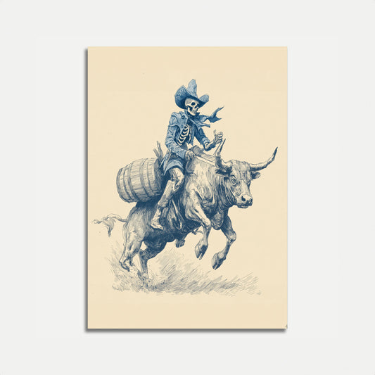 Skeleton Cowboy Bull Rider Poster