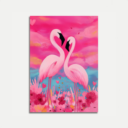 Romantic Flamingo Love Poster