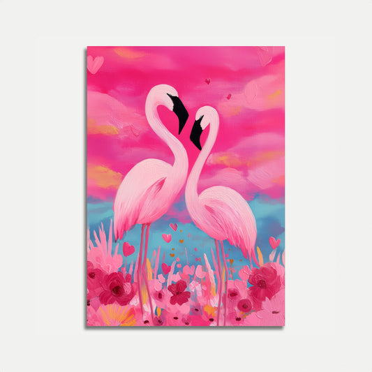Romantische Flamingo Liefde Poster