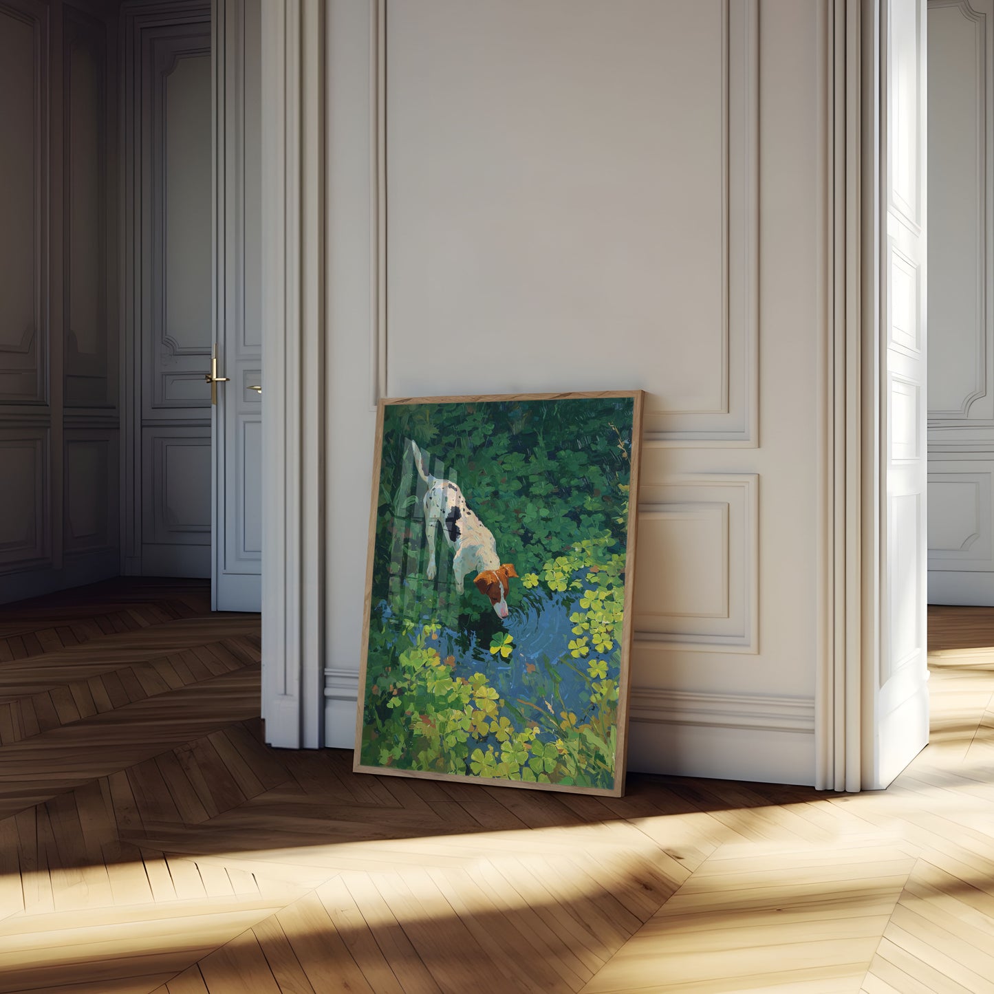 Playful Dog Water Exploration Poster