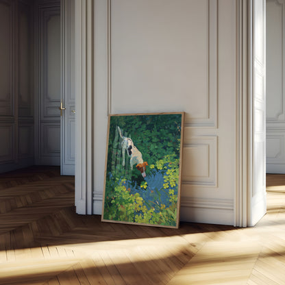 Playful Dog Water Exploration Poster