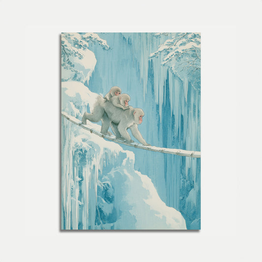 Pôster de Macacos da Neve em Cachoeira Congelada