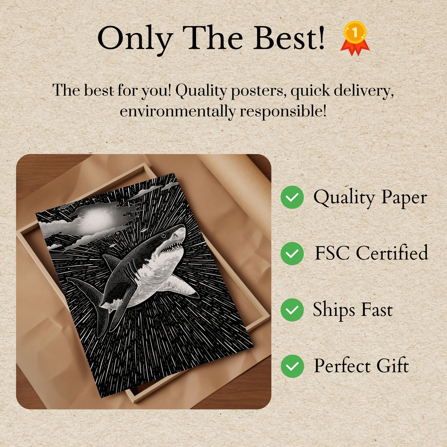 Cosmic Shark Space Voyage Poster