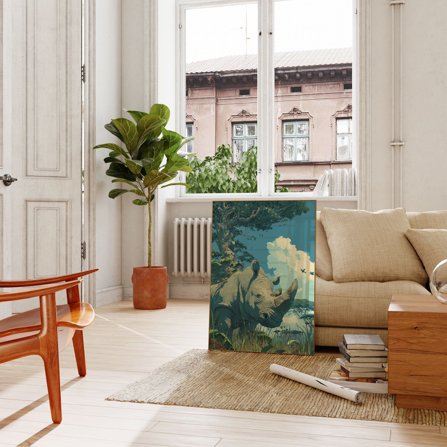 Majestic Rhinoceros Wildlife Poster