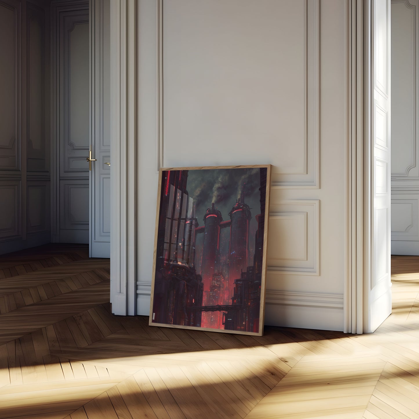 Neon Cyberpunk City Skyline Poster