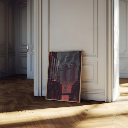 Neon Cyberpunk City Skyline Poster