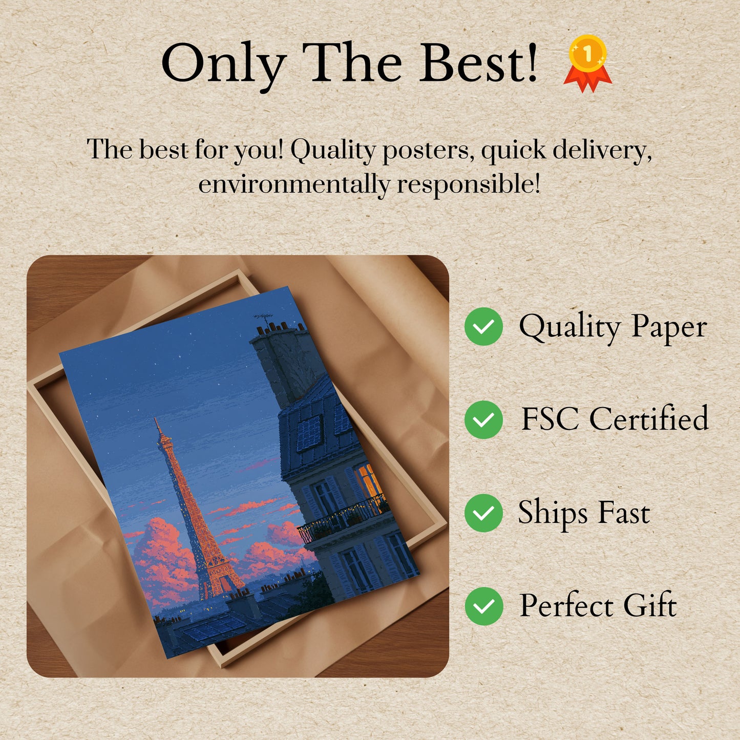 Paris Eiffel Tower Sunset Poster