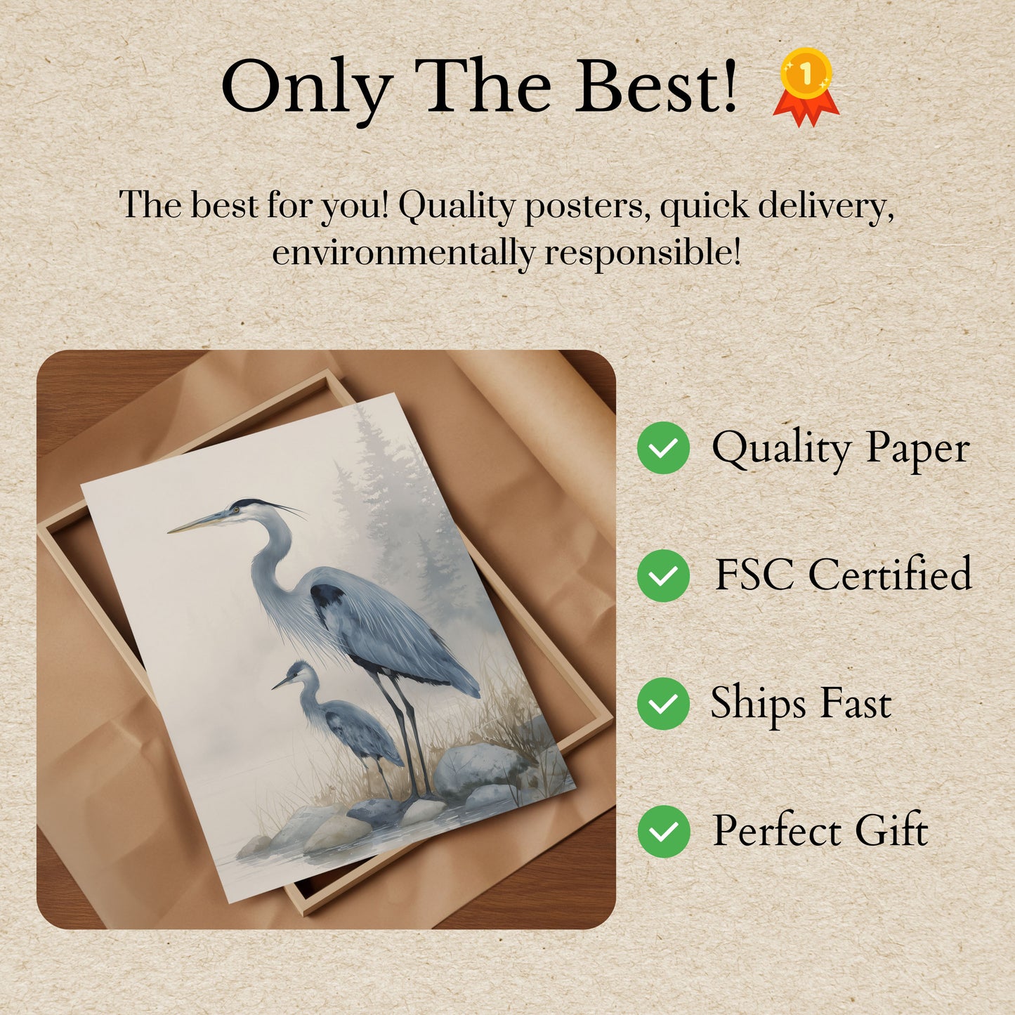 Misty Herons in Nature Poster