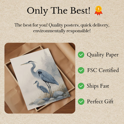 Misty Herons in Nature Poster
