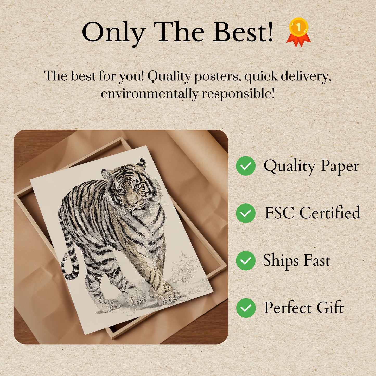 Majestic Bengal Tiger Art Poster