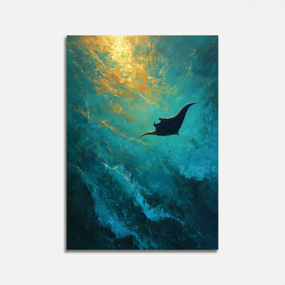 Manta Ray Zwemmende Onderwater Poster