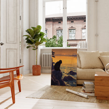 Póster de Primate Contemplativo al Atardecer