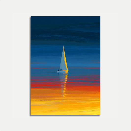 Affiche Reflet Coucher de Soleil Voilier