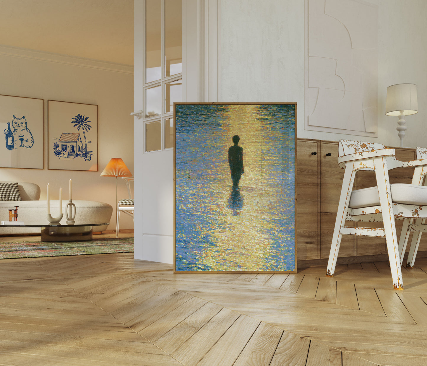 Figure Solitaire Reflet Doré Affiche