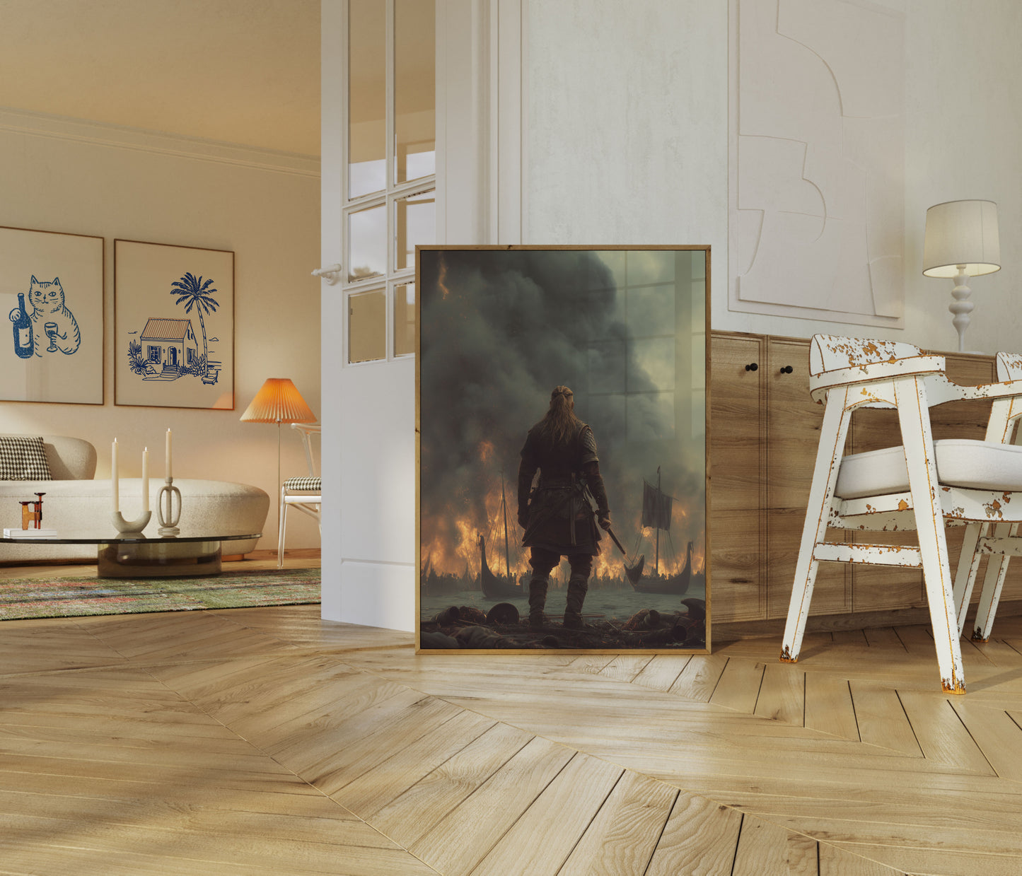 Viking Battle Flames Poster