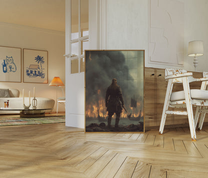 Viking Battle Flames Poster