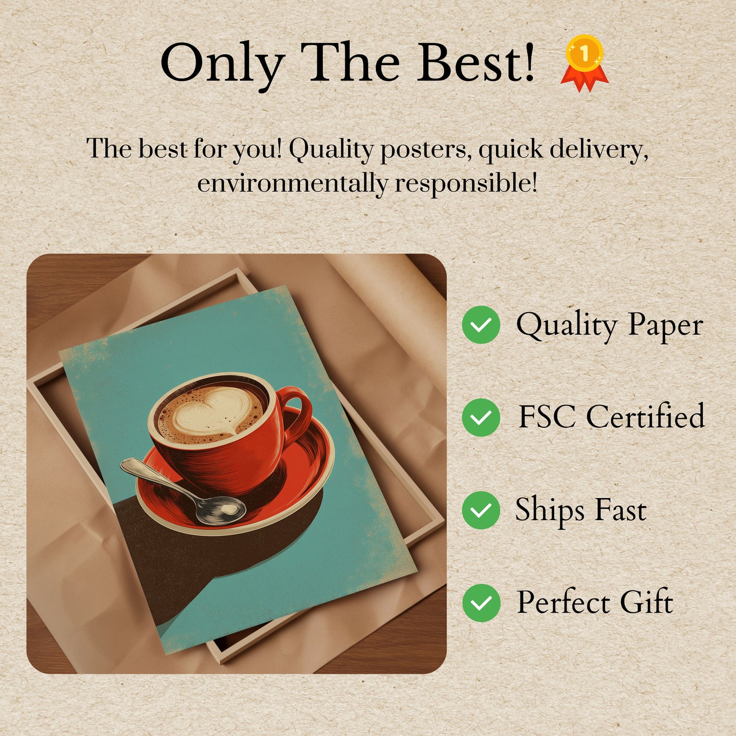 Heart Coffee Latte Art Poster