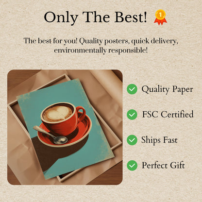 Heart Coffee Latte Art Poster