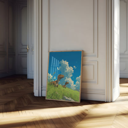 Prehistoric Grasslands Dinosaur Poster