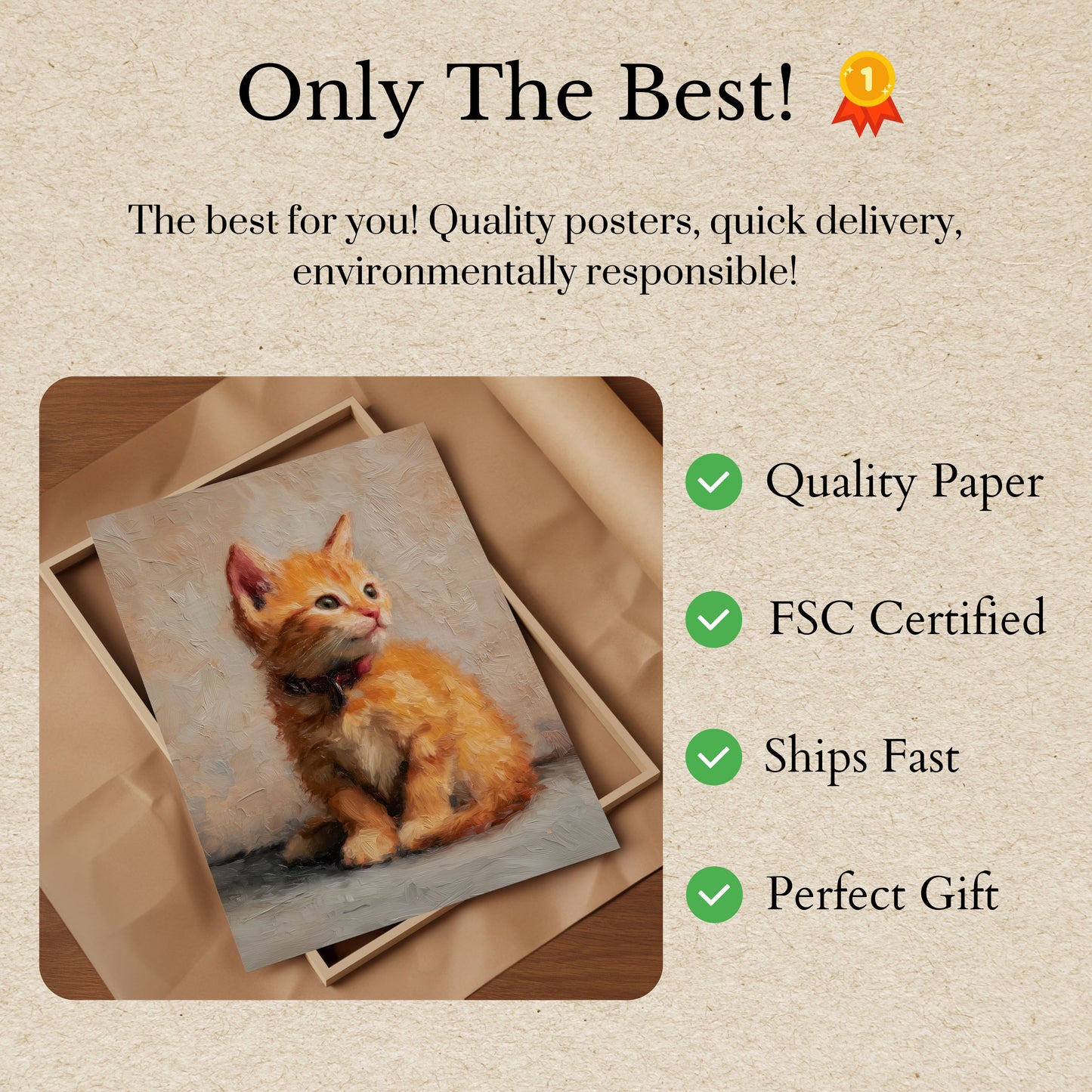 Póster artístico de gatito pelirrojo