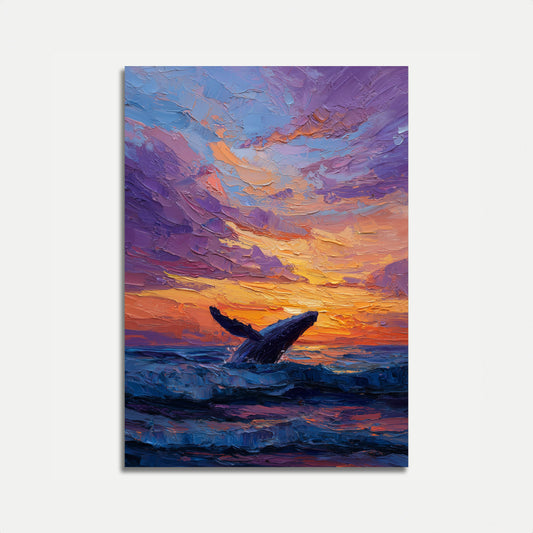 Whale Breaching at Sunset Poster