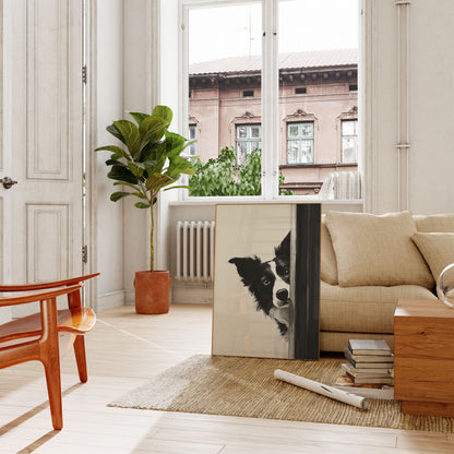 Curious Dog Peeking Corner Poster