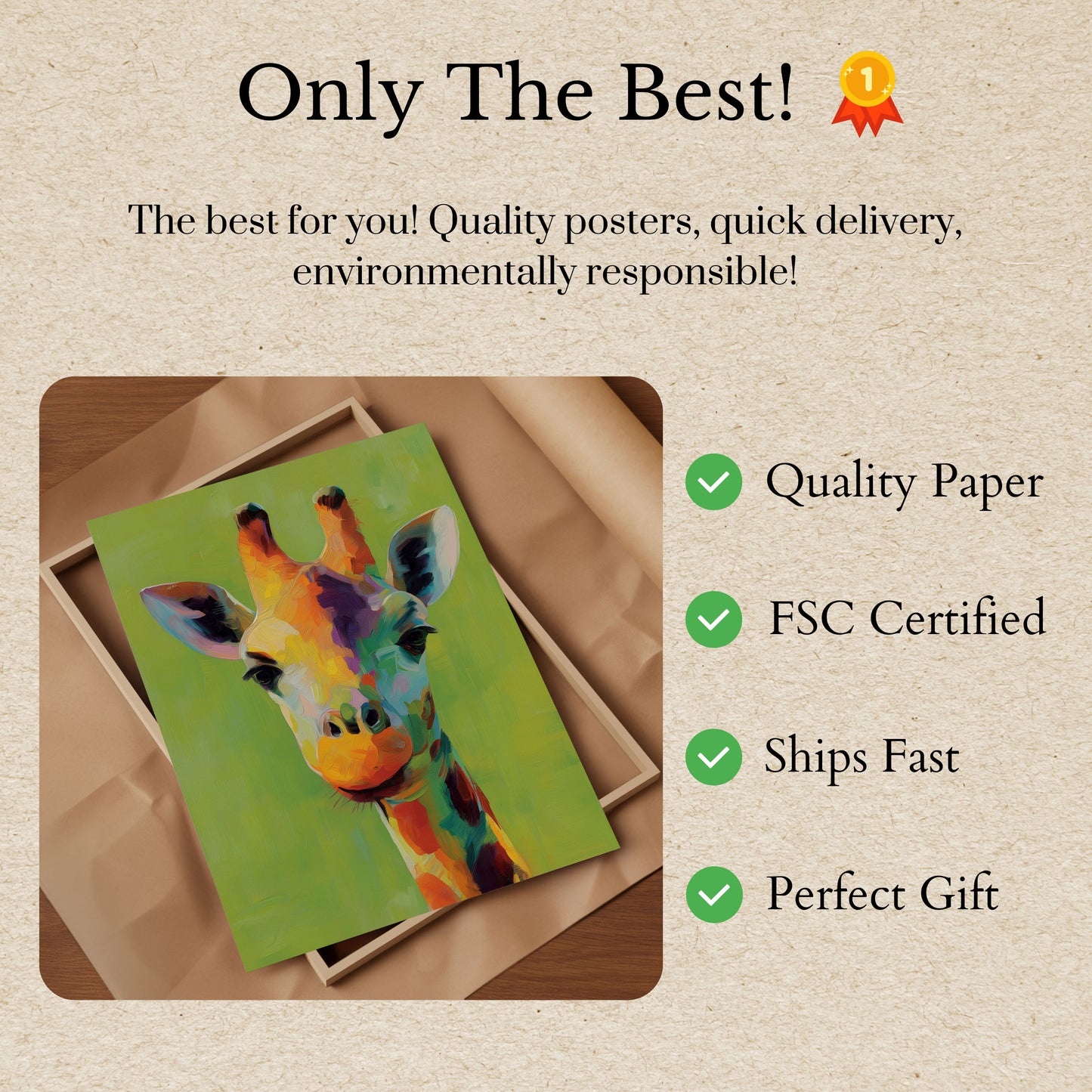 Póster de Retrato de Jirafa Arcoíris