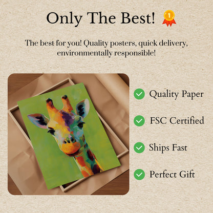 Póster de Retrato de Jirafa Arcoíris