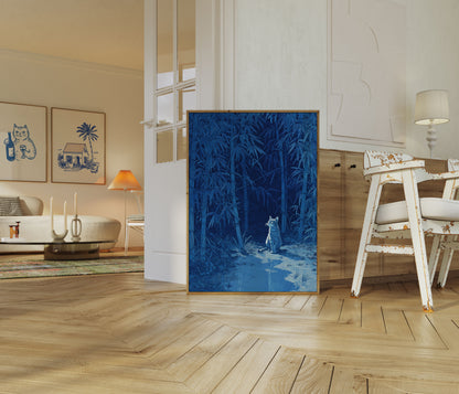 Cat in Bamboo Forest Poster