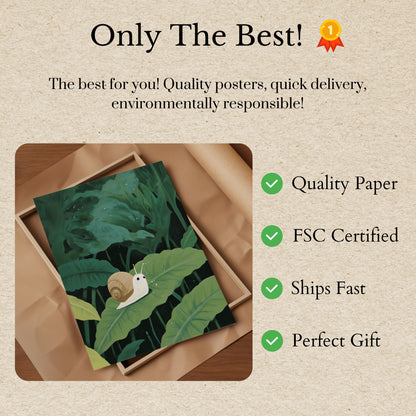 Plakat Ślimak Ogrodowy na Liściu