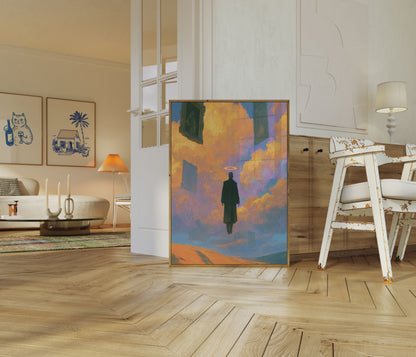 Himmelfigur in goldenen Wolken Poster