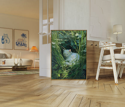 White Cat by the Pond Poster