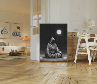 Póster de Astronauta Meditando Bajo la Luz de la Luna