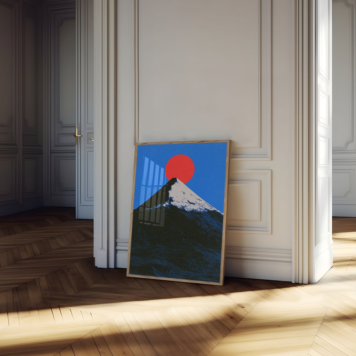 Snow-Capped Mountain Rising Sun Poster