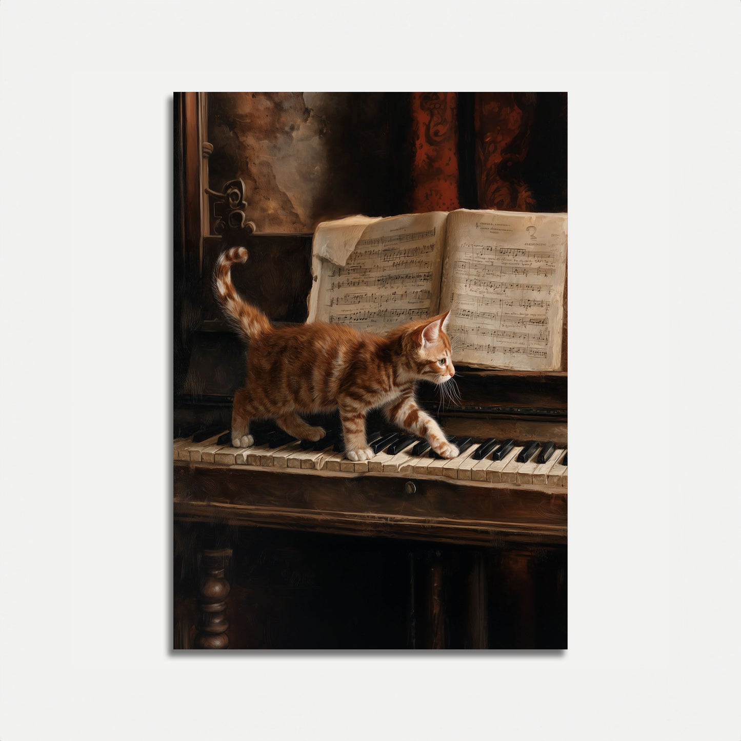 Musical Cat on Piano Poster