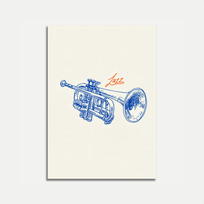 Blue Jazz Trumpet Musical Poster