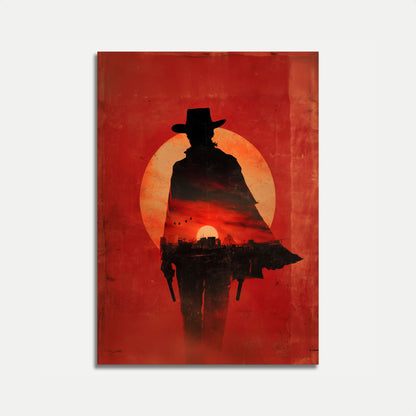 Sylwetka Kowboja o Zachodzie Słońca