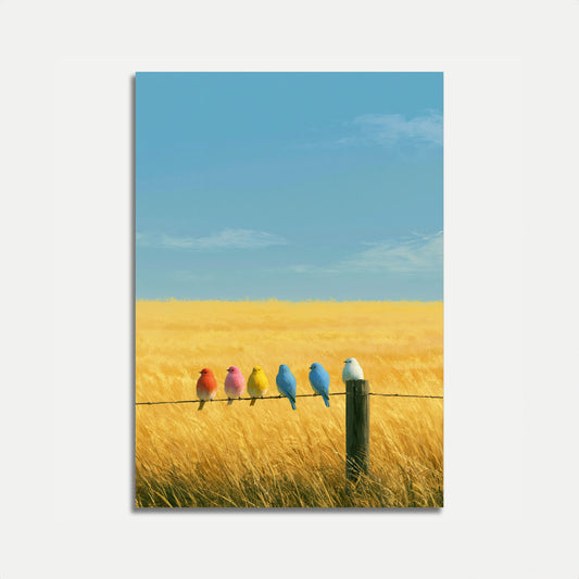 Regenboogvogels op Draad Poster