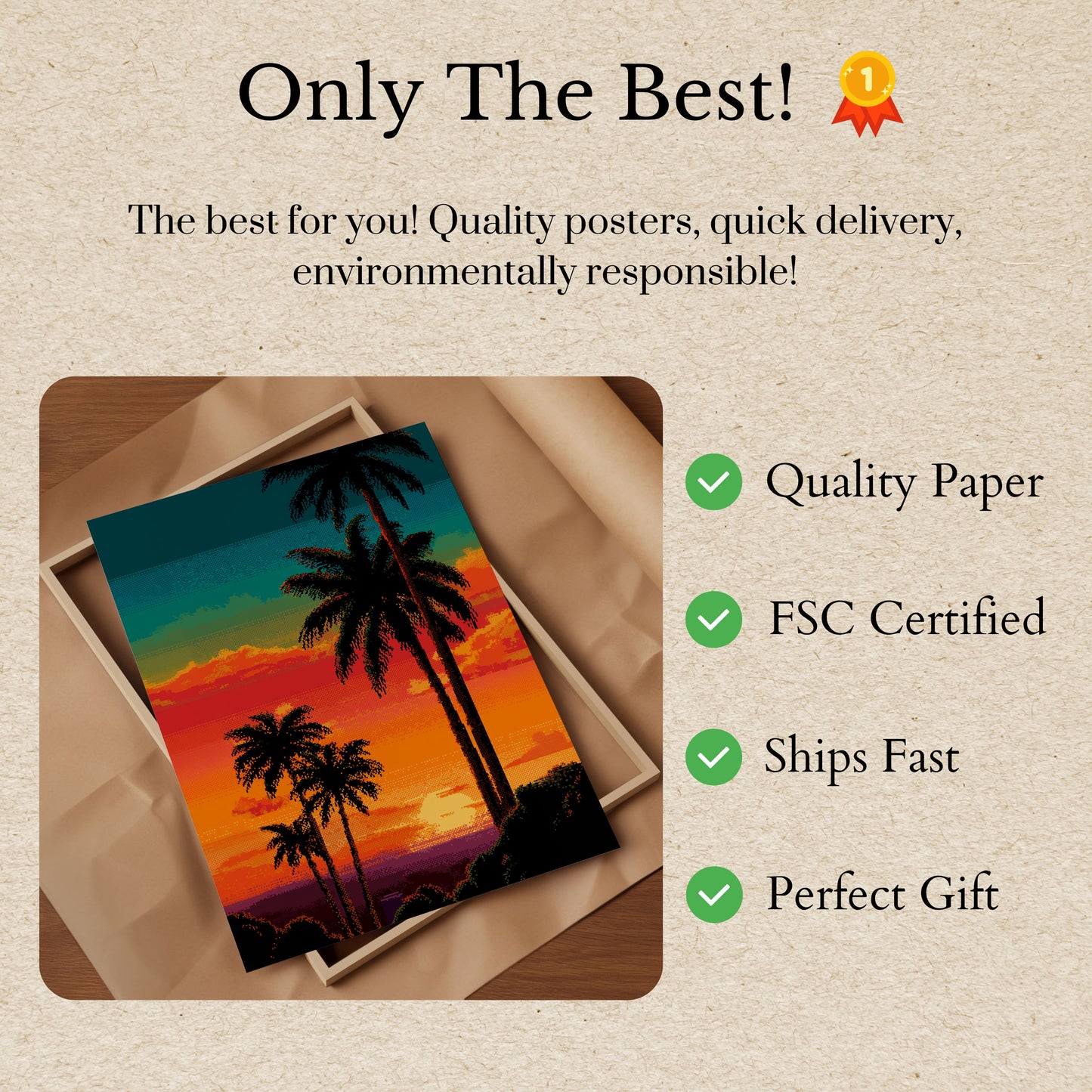 Tropical Sunset Palm Trees Poster