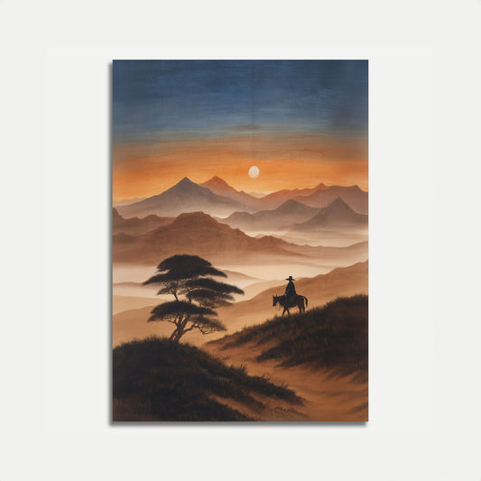 Poster del Cavaliere del Tramonto in Montagna