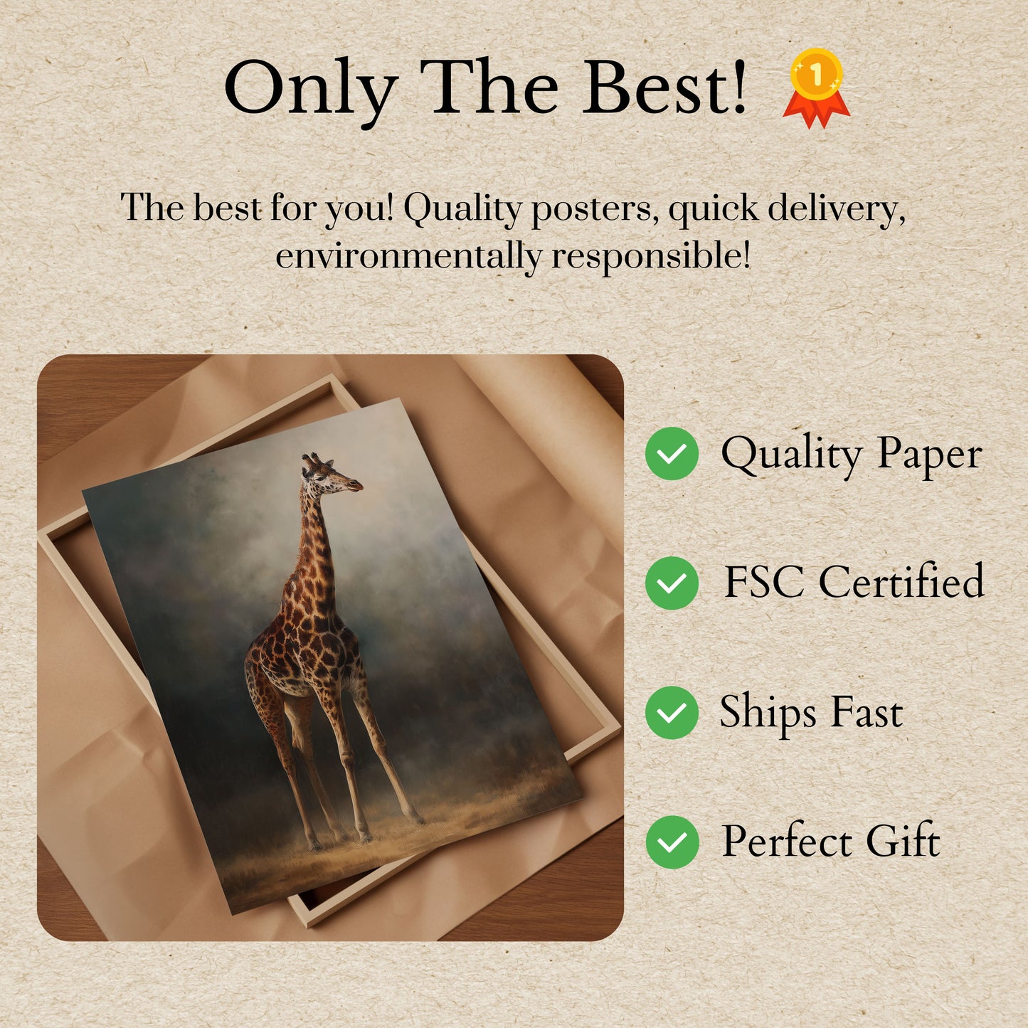 Póster de vida silvestre de la majestuosa jirafa