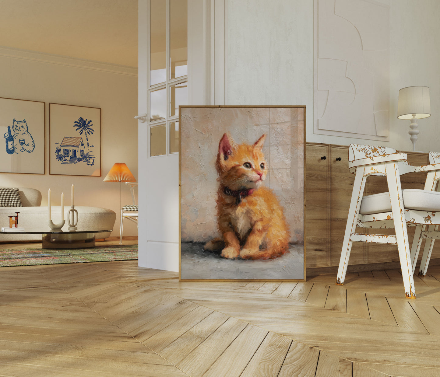 Póster artístico de gatito pelirrojo